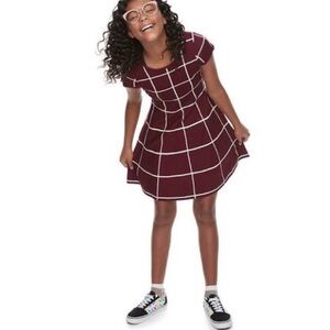 My Michelle windowpane dress burgundy